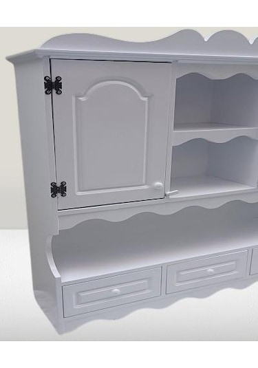 Hobi Adn 90353 Dekoratif Mutfak Dolap 3çekm Terek Mdf Parlak Beyaz Lake El Yapım