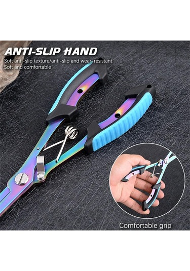 Folinda Rengli Paslanmaz Çelik Olta Testeresi - İp Kesici, Ağırlık Basıcı, Halka Açıcı, Kayıp Engelleme Kordonlu Olta Gereci