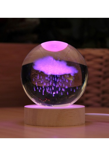 Bulut 3d Boyutlu Kristalleşmiş Cam Işıklı Büyük Boy Küre