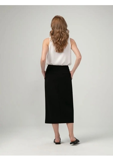 Thomas Munz Düz Kesim Midi Etek 164099009 Siyah