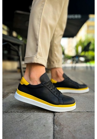 Ch979 - Santoni Gbt Spor Erkek Ayakkabı Sıyah/sarı Çok Renkli