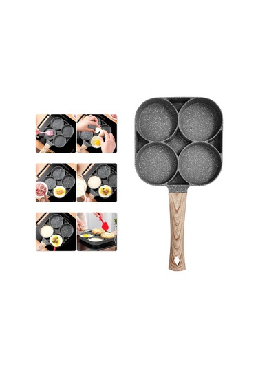 Homyl 4 Delikli Omlet Tavası Yumurta Kızartma Pişirme Mutfağı Gazlı + İndüksiyon Ocak