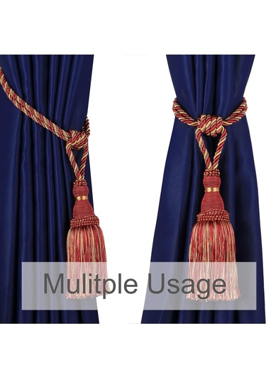 2'li Paket Karışık Kırmızı Perde Bağları Püsküllü Perde Bağları Halat El Yapımı Askılar Ev Ofis Otel Dekoratif Diğer