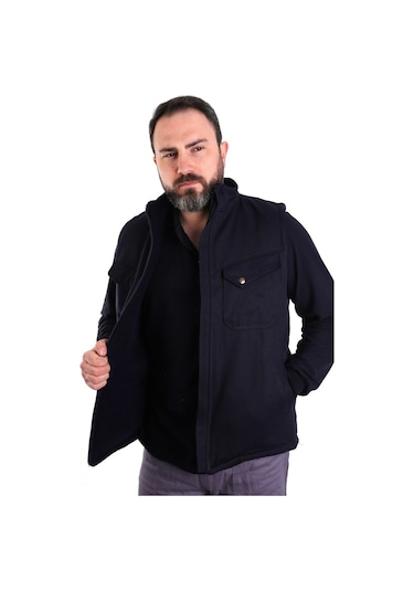 Eser - 7-7 Gabardin Polarlı Yelek - Kışlık - Lacivert