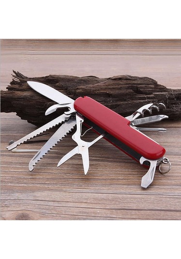 Valkyrie 11 Fonksiyonlu İsviçre Outdoor Kamp Cep Çakısı Kırmızı