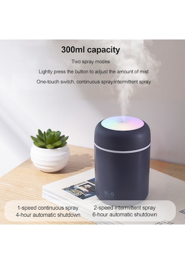 Reedark Taşınabilir Usb Nemlendirici - 300ml Sessiz Çalışma, Renkli Işık Ve Zamanlayıcı