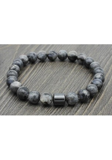 Doğal Taş Gri Parlak Kadın Erkek Bileklik Mıknatıslı Sigara Bıraktırma Güç Denge Bilekliği Çok Renkli