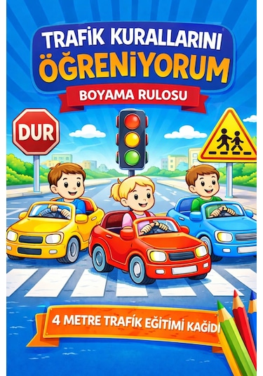 Trafik Kurallarını Öğreniyorum Boyama Rulosu Eğitici Dev Boyama Kağıdı