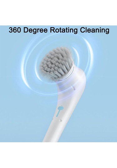 Sones Çok İşlevli Elektrikli Temizleme Fırçası El Tipi Mutfak Bulaşık Fırçası 5 Yedek Başlıklı Beyaz