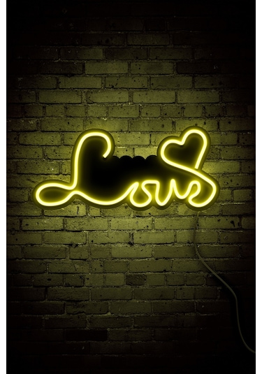 Love Neon Led Duvar Aydınlatması & Dekoru & Gece Lambası Sarı Sarı