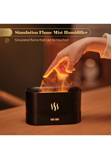 Geeroyoo "usb Aromaterapi Nemlendirici: Otomatik Kapanan Alev Efektli Gece Lambası Ve Esans Yağ Difüzörü"