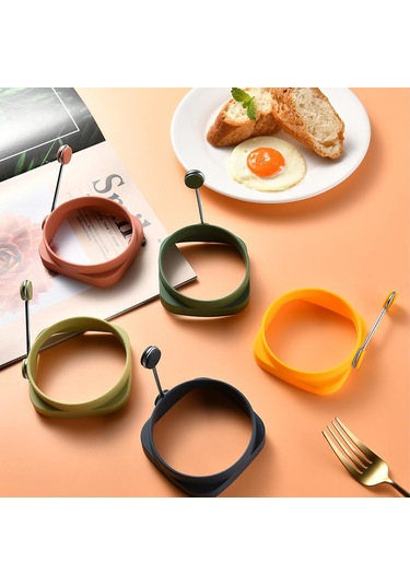 1 Adet Yüksek Isıya Dayanıklı Silikon Yuvarlak Kendin Yap Kızarmış Yumurta Kalıbı Yalıtımlı Kızartma Et Kek Yaratıcı Aletler Koyu Yeşil