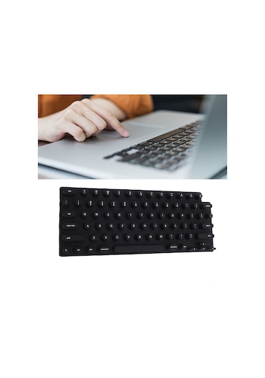 Yuntech01 Uzun Tırnaklı Kişiler İçin Macbook Pro/air 2021-2024 Silikon Klavye Koruyucu - Siyah