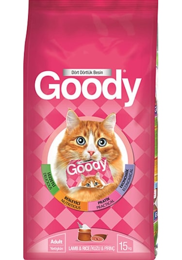 Goody Kuzu Etli ve Pirinçli Yetişkin Kedi Maması 15 KG