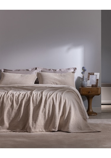 Madame Coco Feolette Çift Kişilik Yatak Örtüsü - Ekru Ekru