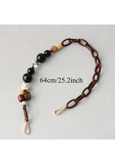 Fochsia 25.2 İnç Akrilik Boncuk Zincir Moda Ahşap Bileklik Çıkarılabilir Askı Aksesuar Çapraz Body Çanta Kayışı Dıy Cüzdan Yapımı