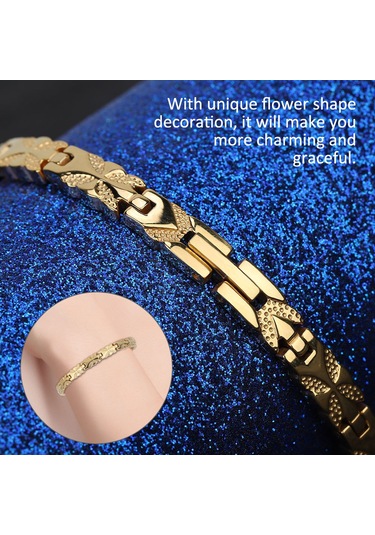 Tenfowee Stainless Steel Kadın Bileklik - Altın Renkli Çiçek Desenli, Dayanıklı Ve Renk Tutucu, Modern Stilde Günlük Kıyafetlere Uyumlu Hediyelik Gold