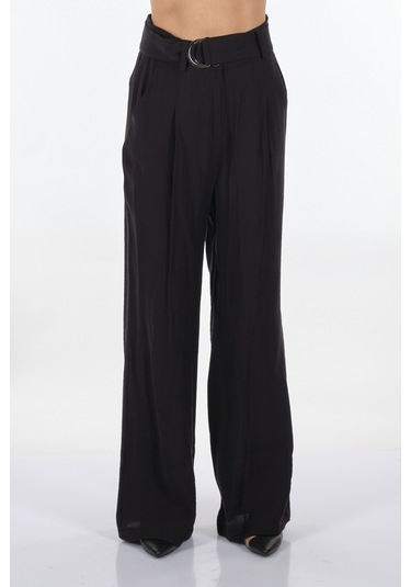 Unique Mode Kemerli Siyah Kadın Pantolon Us234008 001