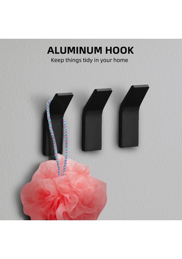 Leezsing Adet Havlu Kancası Yapışkan Askı Havlu Askısı Duvar Askısı Pas Önleyici Kancalar Matkap- Kapı Kancaları Banyo Tuvalet Mutfak Ofis Tuvalet Kapı Siyah