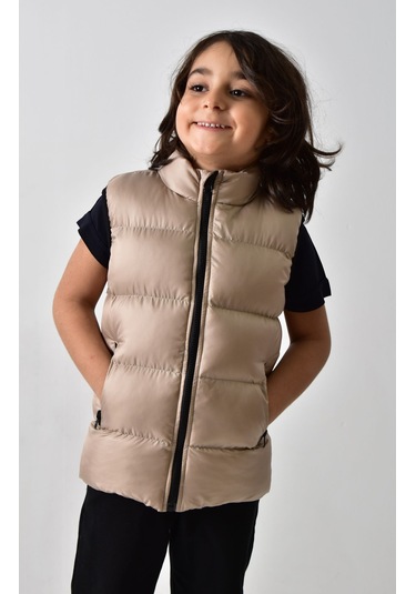 Banada Moda Erkek Çocuk Mat Bej Şişme Yelek Bej
