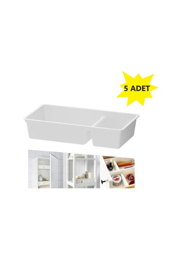 Bölmeli Çekmece İçi Düzenleyici Beyaz 5 adet Beyaz