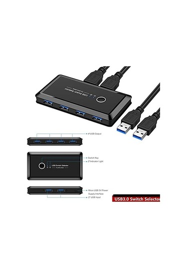 Fortunelane Konnektörler Kvm Anahtar Kutusu Usb 3.0 2.0 Anahtarlayıcı 2 Nokta Paylaşım 4 Cihaz