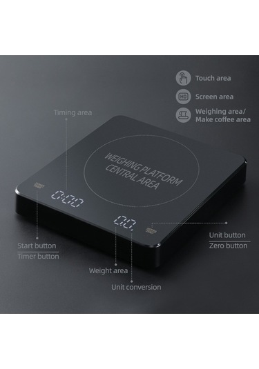 Dancemonkey Yüksek Hassasiyetli Dijital Zamanlayıcı Mutfak Tartısı 3kg-0.1g, Hızlı Okuma Modu Siyah