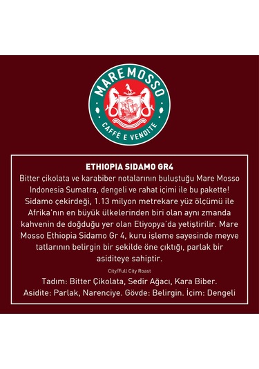 Mare Mosso Ethiopia Sidamo Single Origin Yöresel Filtre Kahve 1 KG