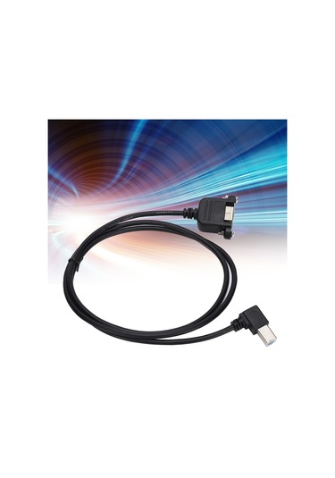 Mufunye Usb-b Ertirici Kablosu 90 Derece Dik Açı, Vidalı Kilitle, Usb-b Erkek'den Dişi'ye, 1m Siyah, Endüstriyel Güvenilir Bağlantı