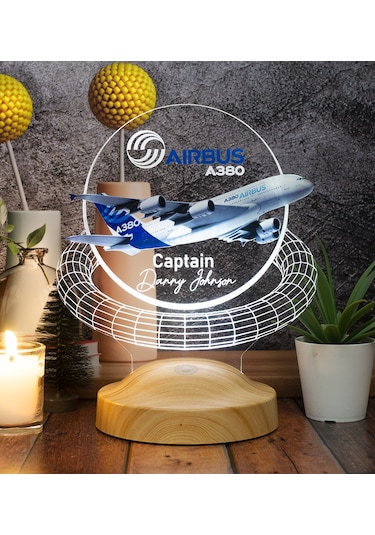 Airbus A380 Yolcu Uçağı Renkli Baskılı Kişiye Özel 3d Led Lamba,