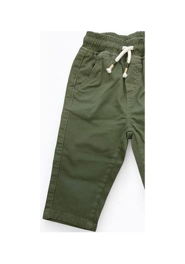 Erkek Bebek Bel Lastikli Dokuma Yeşil Pantolon-15321 Yeşil