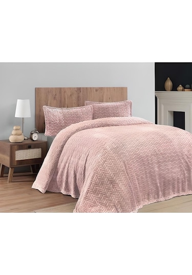 Merinos Modern Line 3 Parça Yatak Örtü Seti Pudra