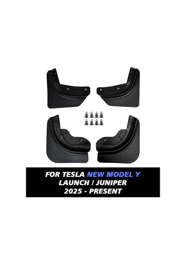 Elmpaly 2025 Tesla Model Y 4 Parça Tam Set Siyah Ağır Hizmet Çamurluk Koruyucu Kolay Montaj
