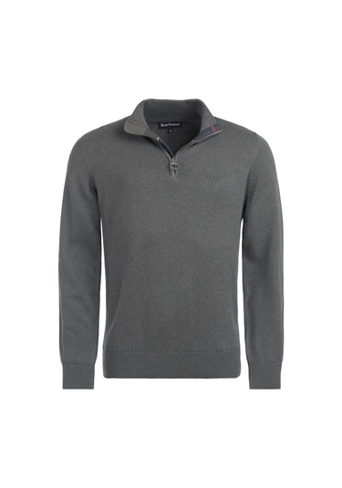 Barbour Pima Cotton Yarım Fermuarlı Kazak Ol91 Olıve Marl Yeşil