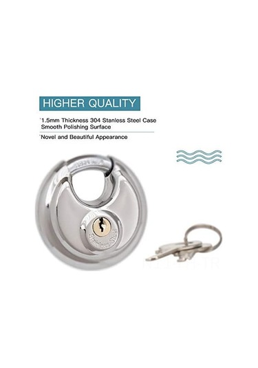 Folinda Stainless Steel Disk Kilitleri - 4 Adet, 70mm X 20mm, Çelik Korumalı Kanca, İç/önarıcı Kullanım, 8 Anahtar