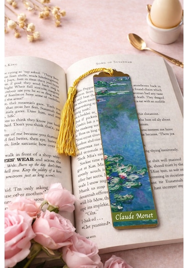 Kitap Kılıfı Ve Metal Kitap Ayracı Seti Claude Monet Nilüferler
