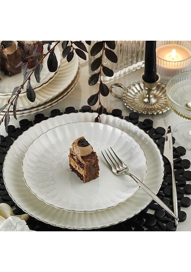 Kütahya Porselen Bone Luz-form 52 Parça Yemek Takımı Platin File