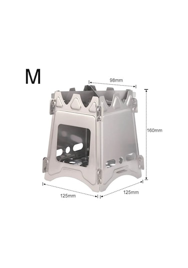Kamp Odun Sobası Taşınabilir Paslanmaz Çelik Hafif Katılaşmış Gümüş