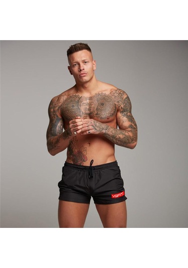 Kırmızı Muscleguys Erkek Şort Bermuda Beach Çabuk Kuruyan Günlük Sörf Şort Kırmızı