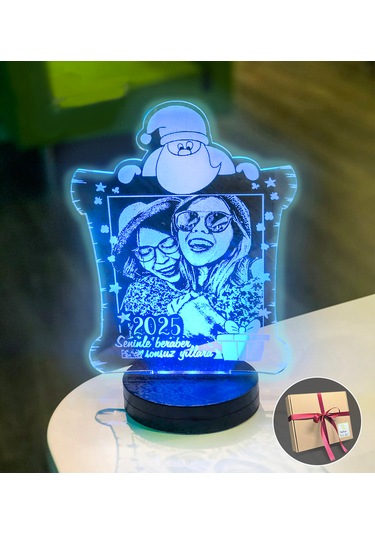 Yılbaşı Hediyesi Kişiye Özel Dikdörtgen Kardan Adam 3d Led Gece L
