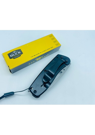 Buck Marka Ahşapkasa Miniceplik Anahtarlıklı Çakı //15cm-x45 Gri - Kahverengi