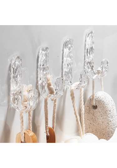 Hfambition Banyo Ve Mutfak İçin Şeffaf Yapışkanlı Askı Seti 4'lü - Pratik Ve Modern Tasarım Gümüş
