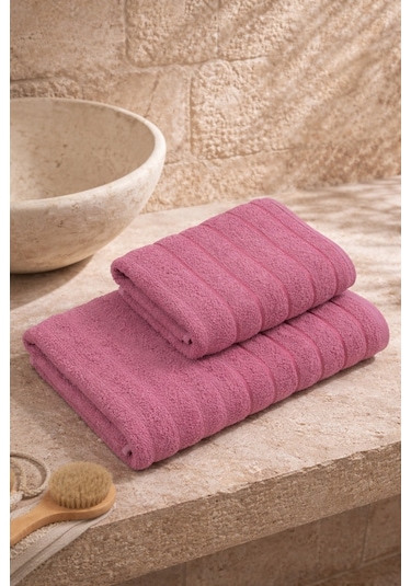 Violeta Model 2'li Banyo Havlu Seti Mürdüm