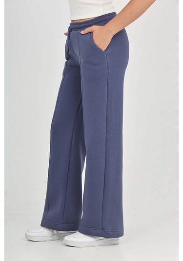 Toontoy Kız Çocuk Nervür Detaylı Eşofman Alt İndigo