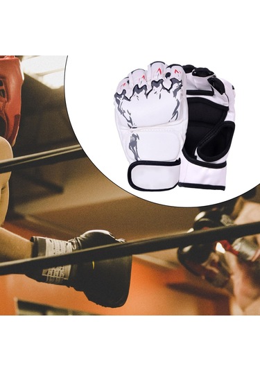 Suntek Mma Eldiven Kickboks Eldiveni Ayarlanabilir Bilek Bandı Beyaz