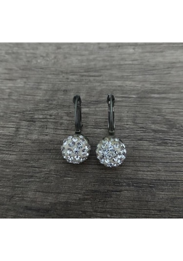 Hdmarketim Şambala Model Swarovski Taşlı Beyaz Sallantılı Küpe Çok Renkli