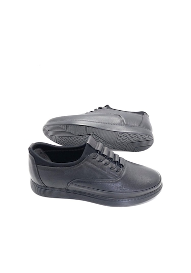 Derilax Hakiki Deri Tam Ortopedik Büyük Numara Hafif Yumuşak Erkek Ayakkabı Siyah