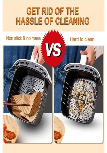 50 Adet Airfryer Pişirme Kağıdı Hava Fritözü Xiaomi Philips Yağsız Tefal Kumtel Mi Kağıt Kahverengi