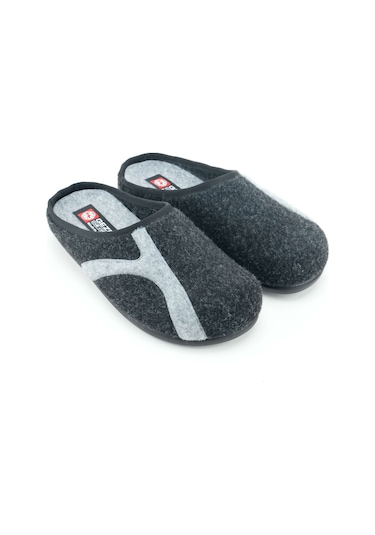 Gezer Kışlık Erkek Pu Alt Taban Çıkarılabilir İç Tabanlıklı Keçe Ev Bahçe Terlik Antrasit