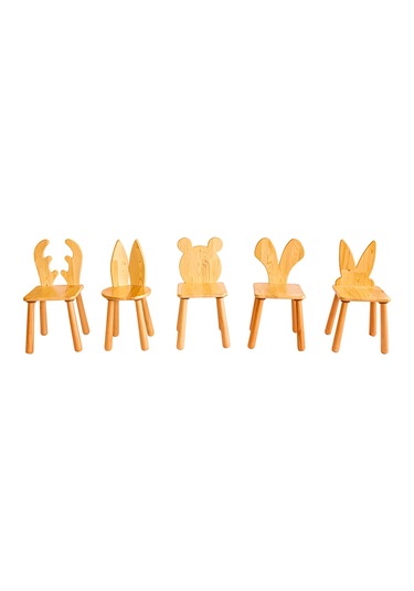 Woodnjoy Wood & Joy Doğal Ahşap Çocuk Sandalye Fare Ahşap